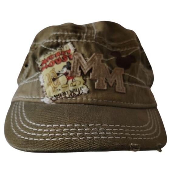 Disney Parks Steamboat Willy Mickey Mouse Graphic Cap Olive Green OS - Picture 1 of 4